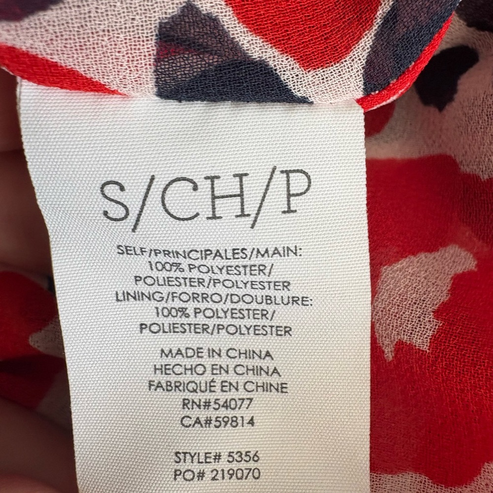 CAbi Red and Navy Floral Sleeveless Top - Picture 6 of 7